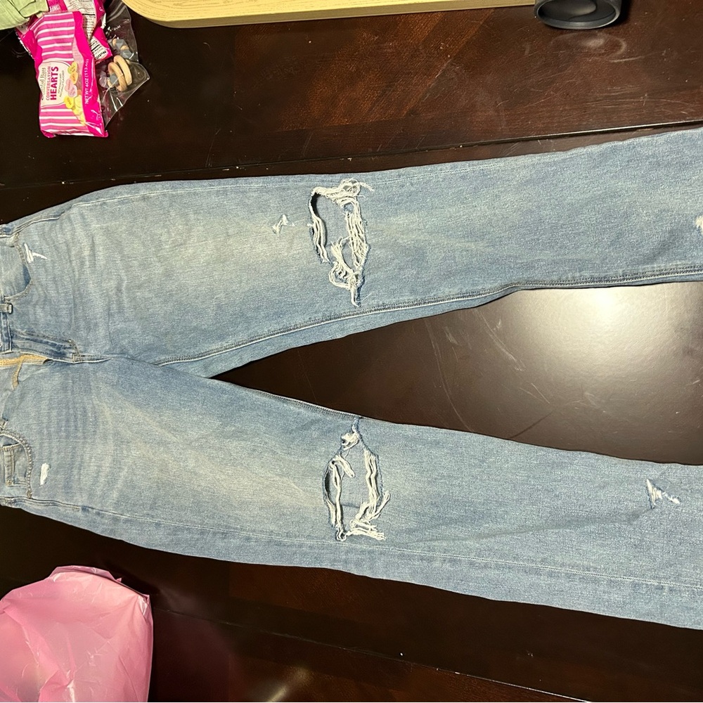 Women's Distressed Blue Jeans